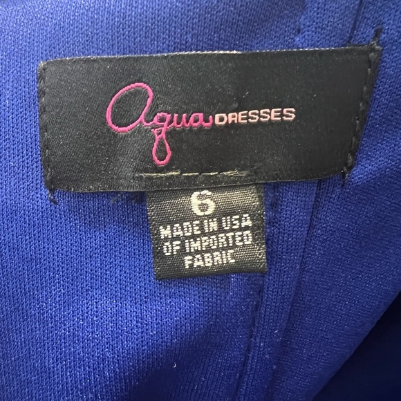 Bloomingdale exclusive Aqua brand off the shoulder Scuba Crepe Gown blue Sz 6 - Picture 10 of 11